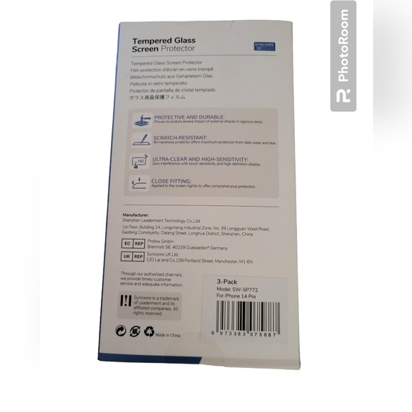 ⭐️New in Box Syncwire Tempered Glass Screen Protector for IPhone 14 Pro - Picture 2 of 4